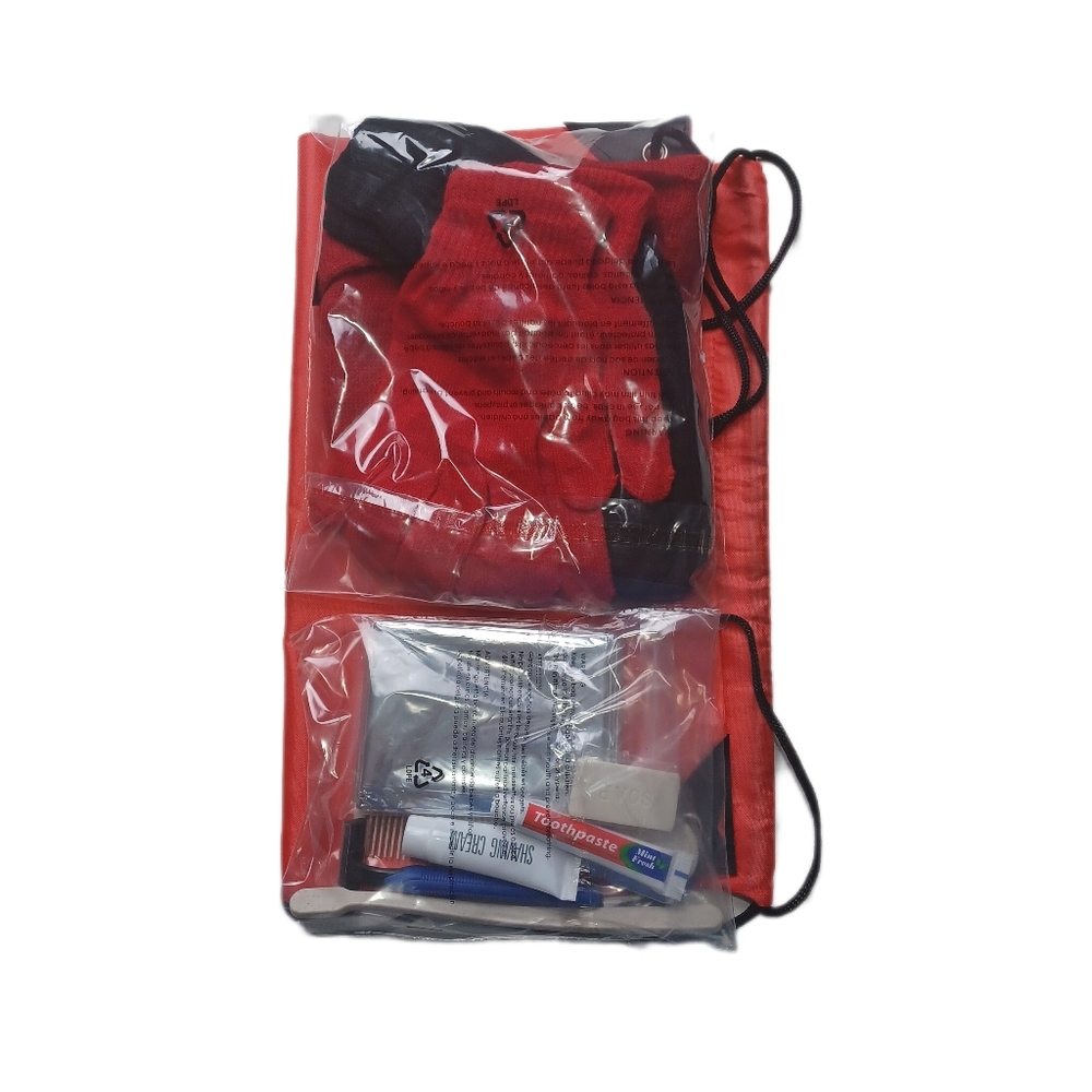 Homeless Kit Package with Toiletries and Essentials Draw String Bag